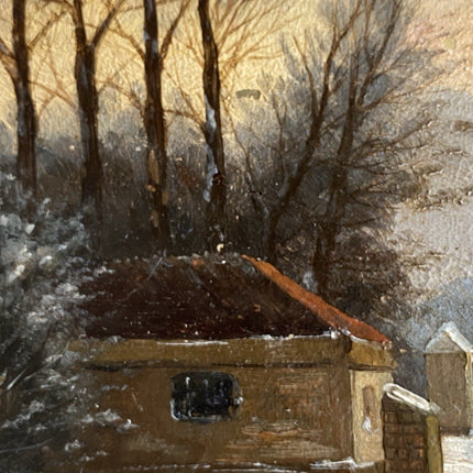 Classic Dutch Winter Landscape with Farmhouse and Horse Oil Painting Atmospheric - HollandArtShop