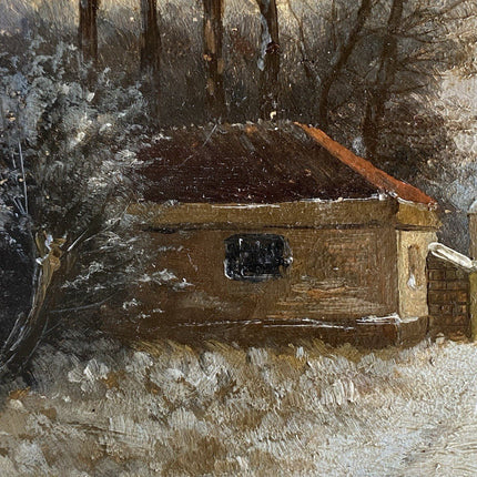 Classic Dutch Winter Landscape with Farmhouse and Horse Oil Painting Atmospheric - HollandArtShop