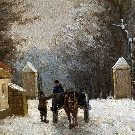 Classic Dutch Winter Landscape with Farmhouse and Horse Oil Painting Atmospheric - HollandArtShop