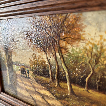 Classic Landscape Oil Painting "Autumn Pathway" Wonderful Small Art - HollandArtShop