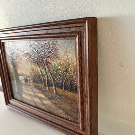 Classic Landscape Oil Painting "Autumn Pathway" Wonderful Small Art - HollandArtShop