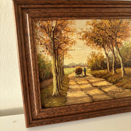 Classic Landscape Oil Painting "Autumn Pathway" Wonderful Small Art - HollandArtShop