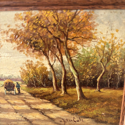 Classic Landscape Oil Painting "Autumn Pathway" Wonderful Small Art - HollandArtShop
