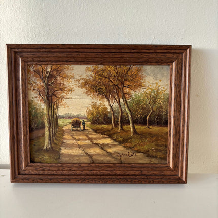 Classic Landscape Oil Painting "Autumn Pathway" Wonderful Small Art - HollandArtShop
