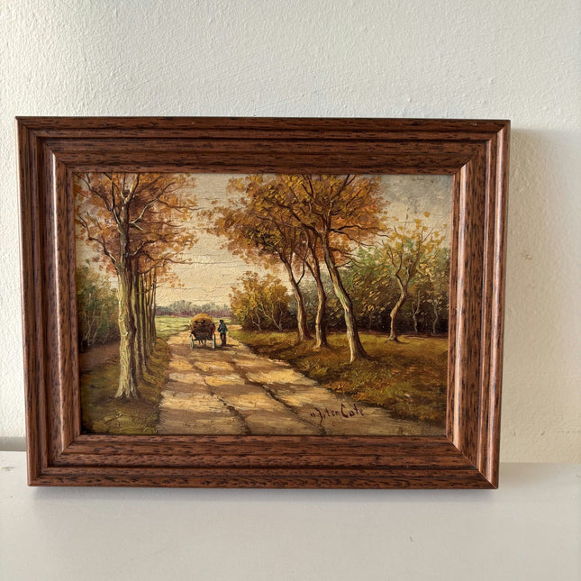 Classic Landscape Oil Painting "Autumn Pathway" Wonderful Small Art - HollandArtShop