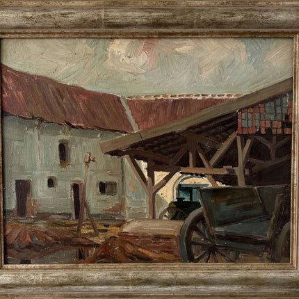 Classic Oil Painting Cityscape "Farmhouse Structure" Remarkable Medium Art - HollandArtShop