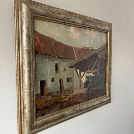 Classic Oil Painting Cityscape "Farmhouse Structure" Remarkable Medium Art - HollandArtShop