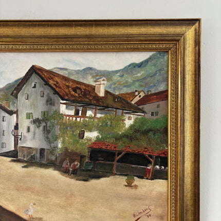 Classic Oil Painting Cityscape "Grazing Geese" Traditional Large Art - HollandArtShop