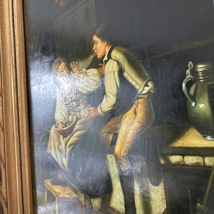 Classic Oil Painting Figurative "Whispering Children" Handcrafted Medium Artwork - HollandArtShop