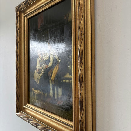 Classic Oil Painting Figurative "Whispering Children" Handcrafted Medium Artwork - HollandArtShop