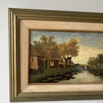 Classic Oil Painting Landscape "Riverbank Cottage" Refined Medium Artwork - Holland Art Shop