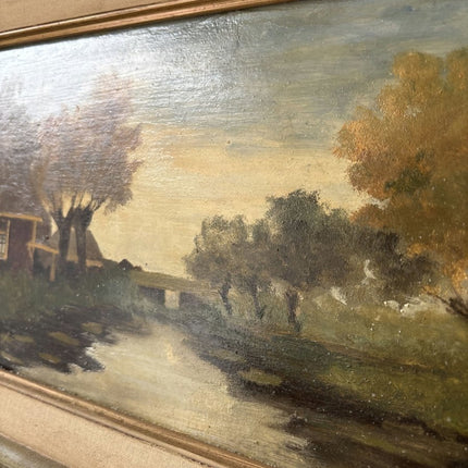 Classic Oil Painting Landscape "Riverbank Cottage" Refined Medium Artwork - Holland Art Shop