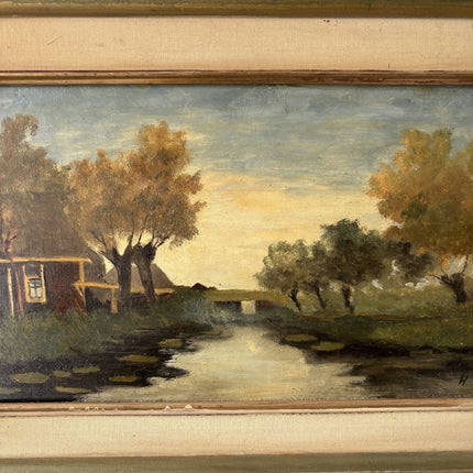 Classic Oil Painting Landscape "Riverbank Cottage" Refined Medium Artwork - Holland Art Shop