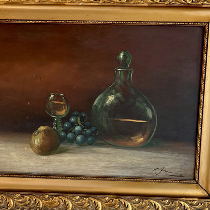 Classic Oil Painting Still Life "Glass Decanter" Figurative Large Artwork - HollandArtShop