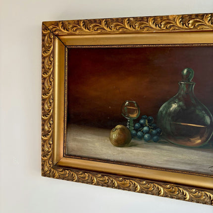Classic Oil Painting Still Life "Glass Decanter" Figurative Large Artwork - HollandArtShop