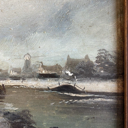 Classic Original Early 20th Century Dutch Winter Landscape Oil Painting Framed - HollandArtShop