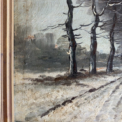 Classic Original Early 20th Century Dutch Winter Landscape Oil Painting Framed - HollandArtShop
