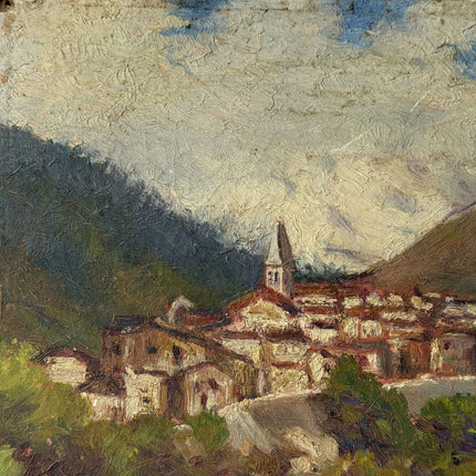 Detailed Landscape Oil Painting "Mountain Village" Handcrafted Small Artwork Holland Art Shop
