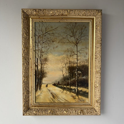 "Country Road” Vintage Landscape Framed Classic Original Oil Painting - HollandArtShop