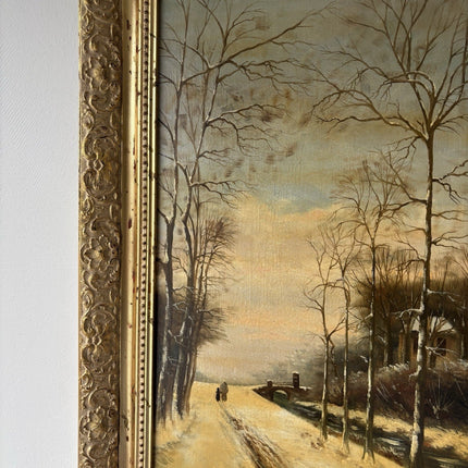 "Country Road” Vintage Landscape Framed Classic Original Oil Painting - HollandArtShop