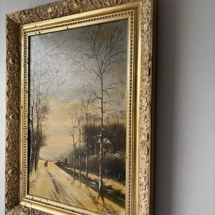 "Country Road” Vintage Landscape Framed Classic Original Oil Painting - HollandArtShop