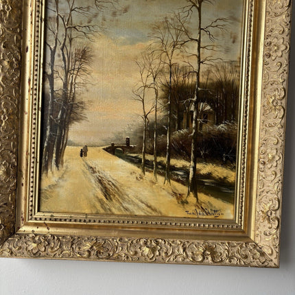 "Country Road” Vintage Landscape Framed Classic Original Oil Painting - HollandArtShop