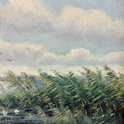 Vintage Still Life Oil Painting "Marsh River" Refined Artwork Holland Art Shop