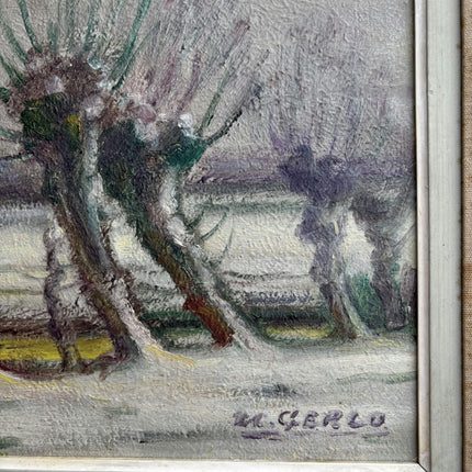 Elegant Winter Landscape Oil Painting "Thistle Trees" Original Artwork Holland Art Shop