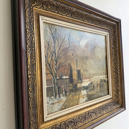 Handcrafted Winter Landscape Oil Painting "Snowy Village" Refined Art Holland Art Shop