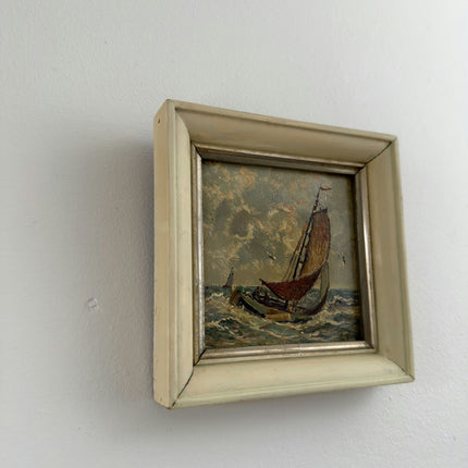 Traditional Seascape Oil Painting "Sailing Boat" Detailed Small Artwork Holland Art Shop
