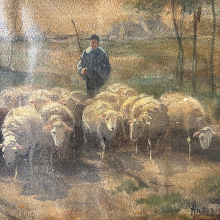 Timeless Animals Aquarel "Flock Shepherd" Original Art Holland Art Shop