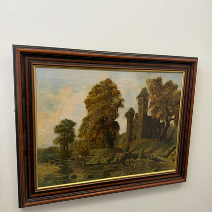 Original Landscape Oil Painting "Stone Castle" Handcrafted Large Art Holland Art Shop