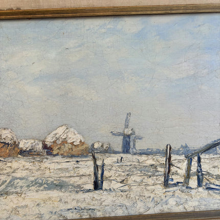 Expressive Winter Landscape Oil Painting "Snow Fence" Detailed Art Holland Art Shop