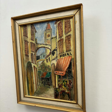 Vintage Cityscape Oil Painting "Narrow Street" Traditional Art Holland Art Shop