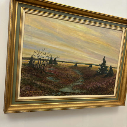 Vintage Landscape Oil Painting "Marsh Pines" Authentic Large Art Holland Art Shop