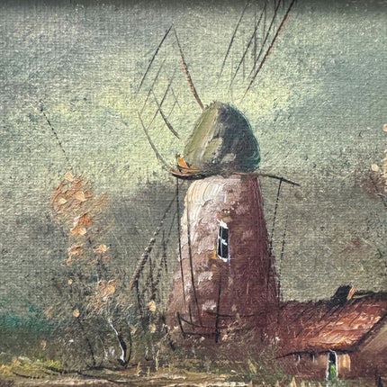 Authentic Landscape Oil Painting "Windmill Painting" Classic Small Art Holland Art Shop