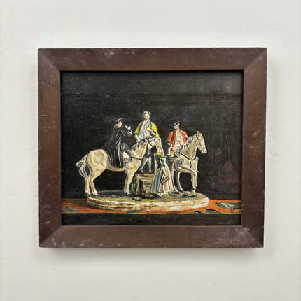 Refined Figurative Oil Painting "Mounted Figurines" Rustic Small Artwork Holland Art Shop