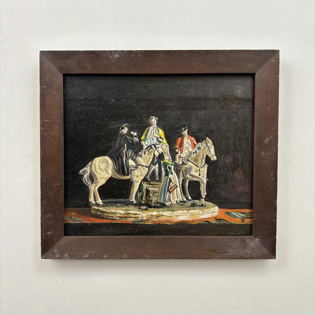 Refined Figurative Oil Painting "Mounted Figurines" Rustic Small Artwork Holland Art Shop