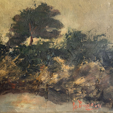 Vintage Landscape Oil Painting "Lone Tree" Refined Small Artwork Holland Art Shop