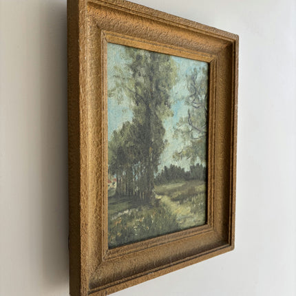 Vintage Landscape Oil Painting "Row Of Trees" Refined Small Artwork Holland Art Shop