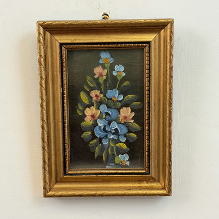 Elegant Floral Still Life Oil Painting "Blue Bouquet" Rustic Small Artwork Holland Art Shop