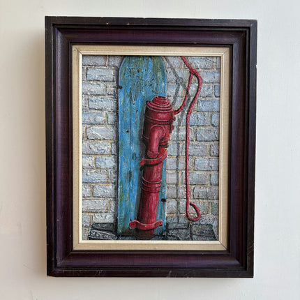 Timeless Still Life Oil Painting "Red Firehydrant" Expressive Artwork Holland Art Shop