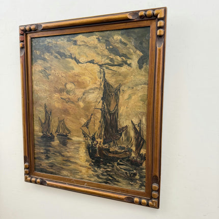 Vintage Seascape Oil Painting "Sailing Boats" Traditional Art Holland Art Shop