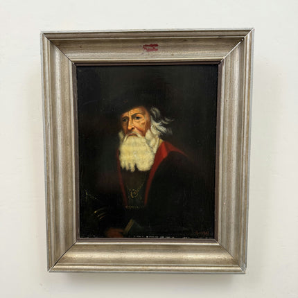 Antique Portrait Oil Painting "Wooden Frame" Rustic Small Art Holland Art Shop