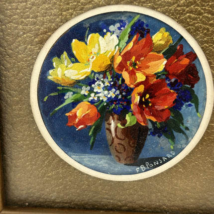 Timeless Flowery Still Life Oil Painting "Worn Panel" Handcrafted Small Artwork Holland Art Shop