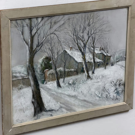 Picardo Authentic Winter Landscape Pastel "Snowy Cottage" Rustic Artwork Holland Art Shop