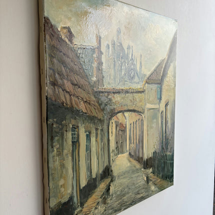 Authentic Cityscape Oil Painting "Narrow Street" Refined Artwork Holland Art Shop