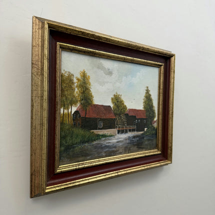 Classic Landscape Oil Painting "Watermill Building" Original Dutch Artwork Holland Art Shop