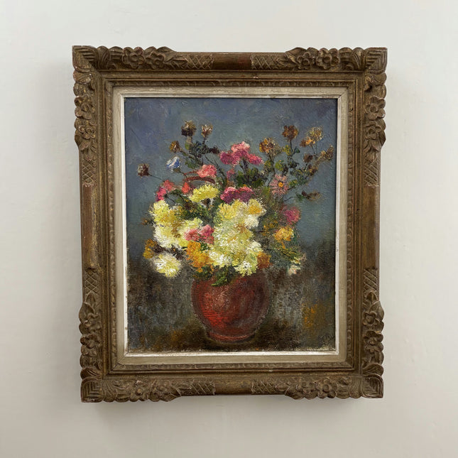 Original Flowery Still Life Oil Painting "Flower Vase" Expressive Large Artwork Holland Art Shop