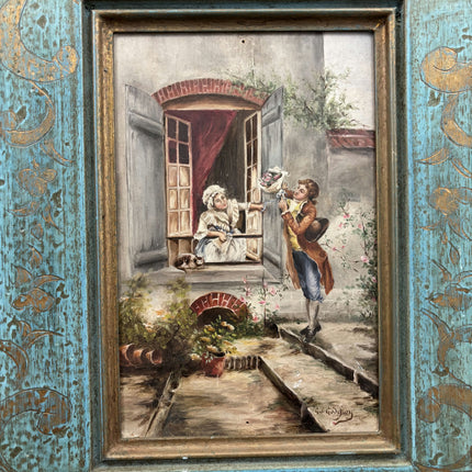 Detailed Figurative Oil Painting "Turquoise Frame" Timeless Small Art Holland Art Shop